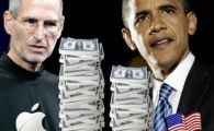 
	STEVE JOBS l-ar putea imprumuta pe OBAMA. APPLE are o rezerva financiara mai mare decat cea a statului american 

