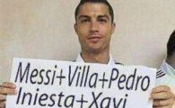 
	Mesajul lui Ronaldo inainte de El Clasico! Messi + Villa + Pedro + Iniesta + Xavi = CINE e singurul ZEU in care crede CR7!
