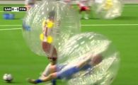 VIDEO GENIAL! Prima masura inventata pentru a-l salva pe Messi de Pepe! De acum fotbalisti joaca imbracati in baloane :))